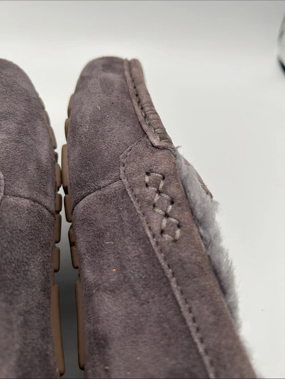 UGG Ansley Blossom Gray Suede Moccasin Slippers with Plush Shearling Lining - Picture 15 of 16